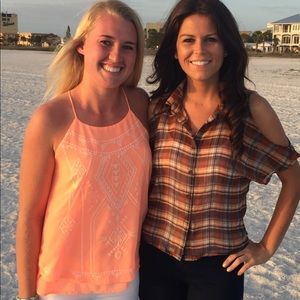 Bright orange tank top